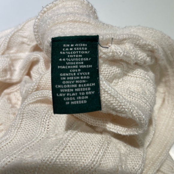 LAUREN Ralph Lauren cable knit sweater, Cowl neck, Off White/Cream, Size XL - Picture 8 of 9